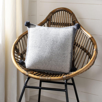 Dania Knit Pillow, Dark Grey/Natural/Silver