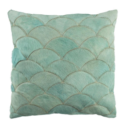 Metallic Scale Cowhide 20"X20" Pillow, Teal