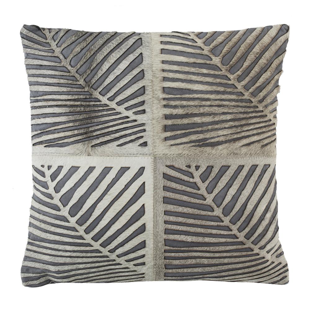 Palm Cowhide Pillow, White, PLS218A-1818