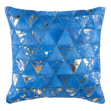 Clairton Metallic Cowhide 20"X20" Pillow, Blue/Silver