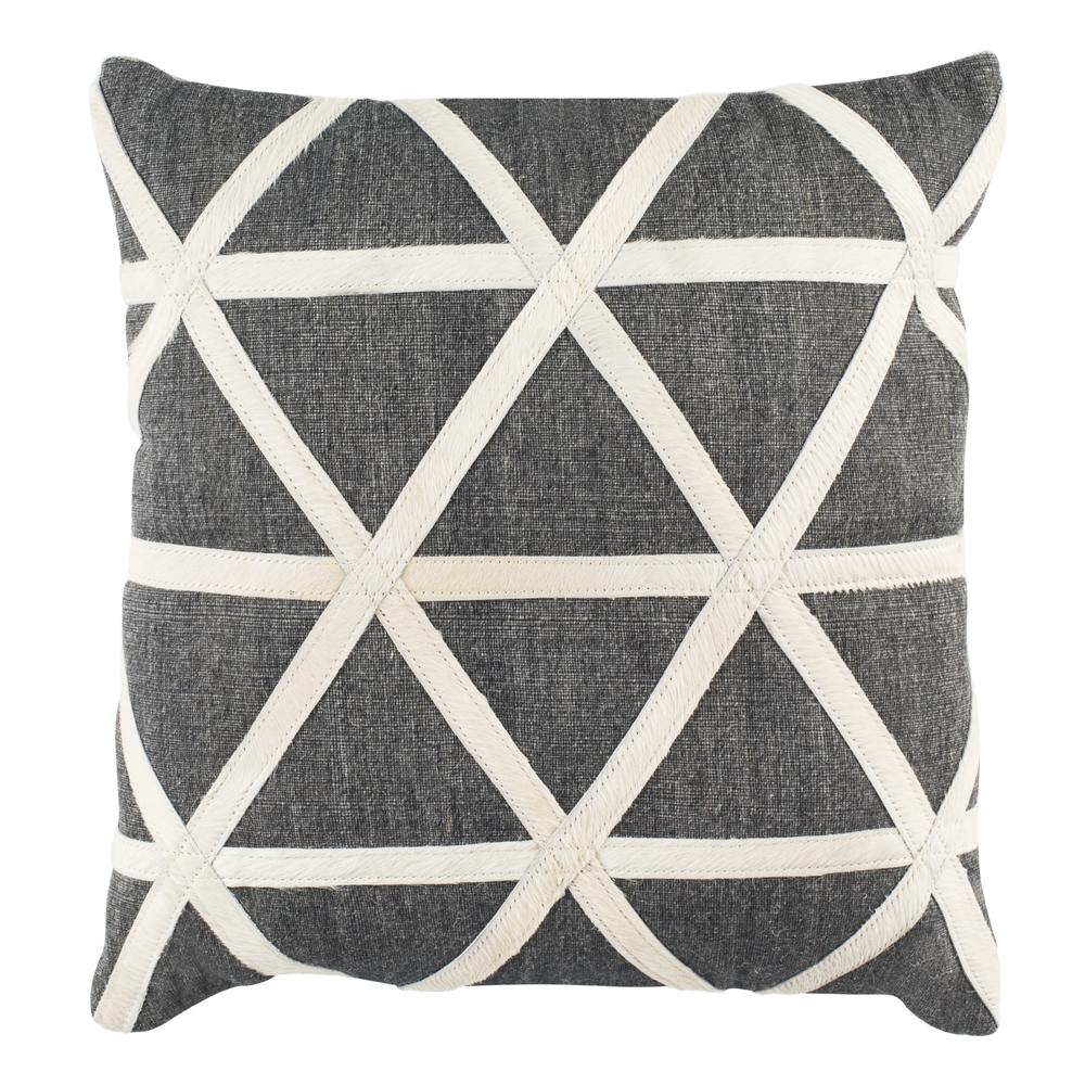 Viola Cowhide 20"X20" Pillow, Gey/White