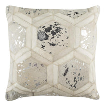 Maggie Metallic Cowhide 20"X20" Pillow, White/Silver