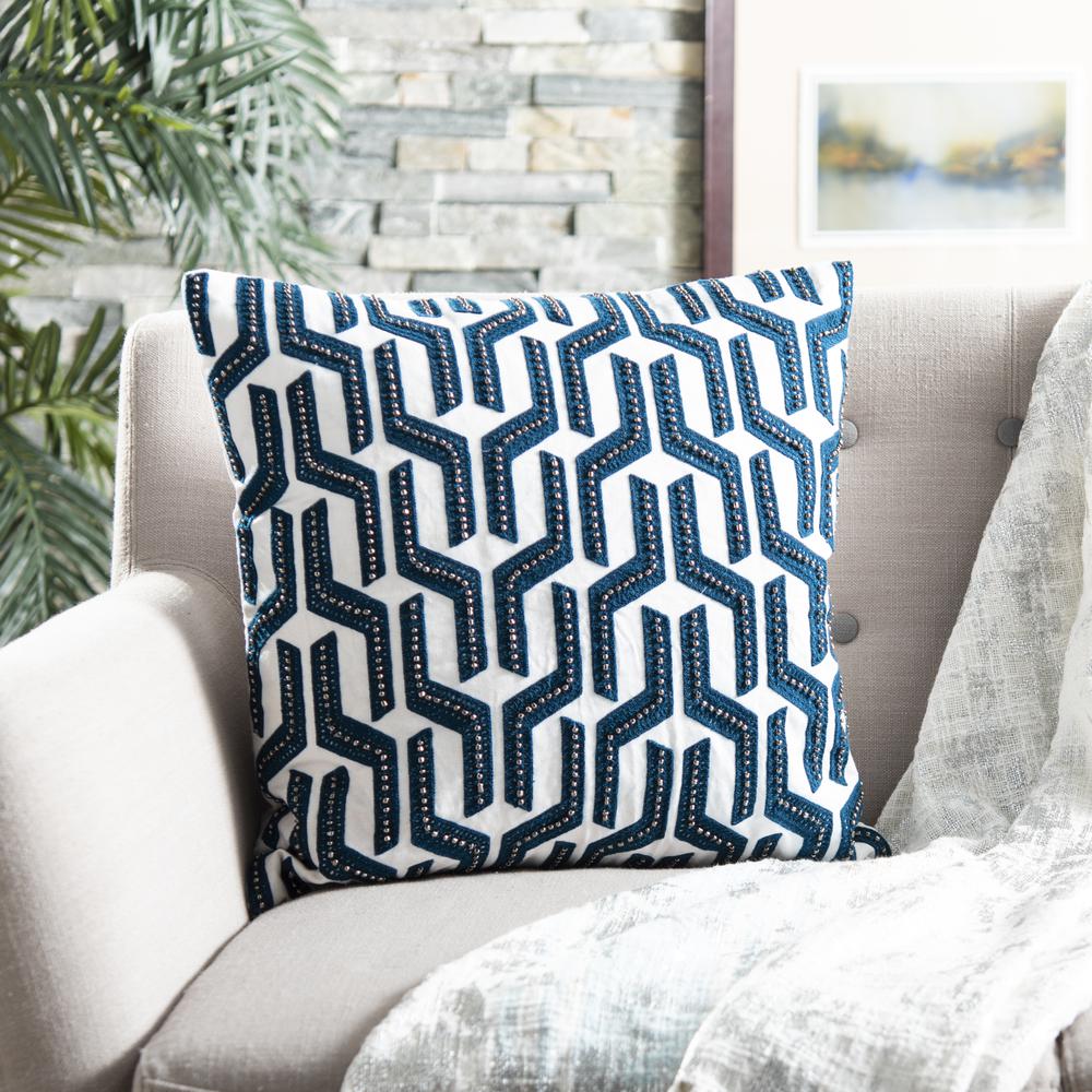 Chauncy Pillow, Navy/White