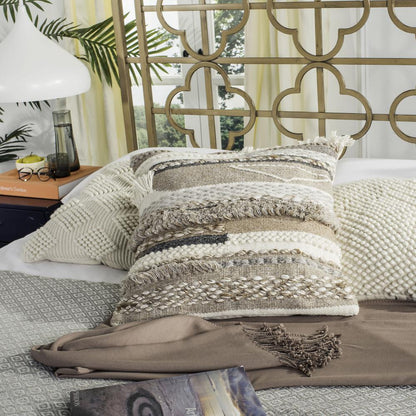 Demna 20" Pillow - Beige/Grey