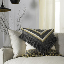 Elettra 20" Pillow, Charcoal/Gold