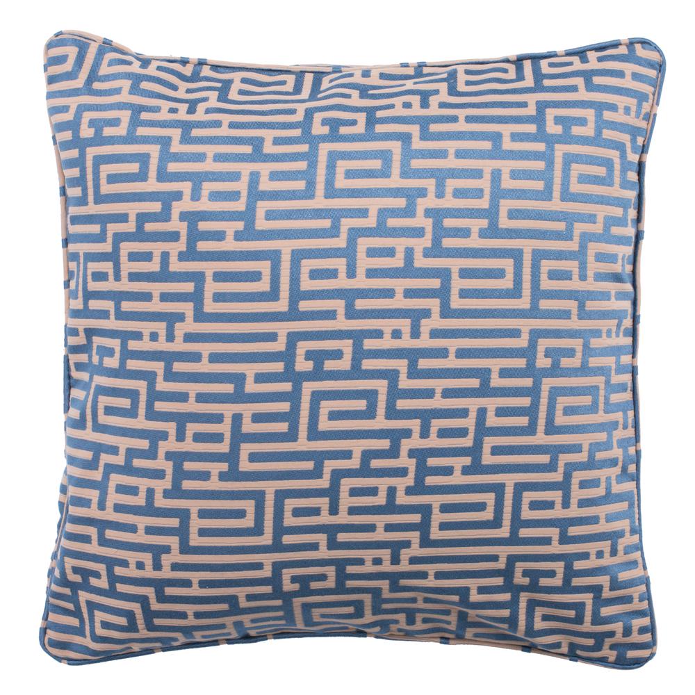 Basma Pillow, Blue/Tan