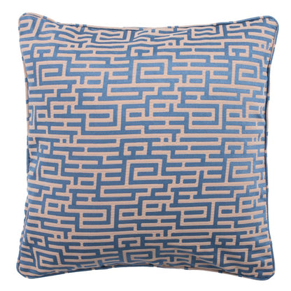 Basma Pillow, Blue/Tan