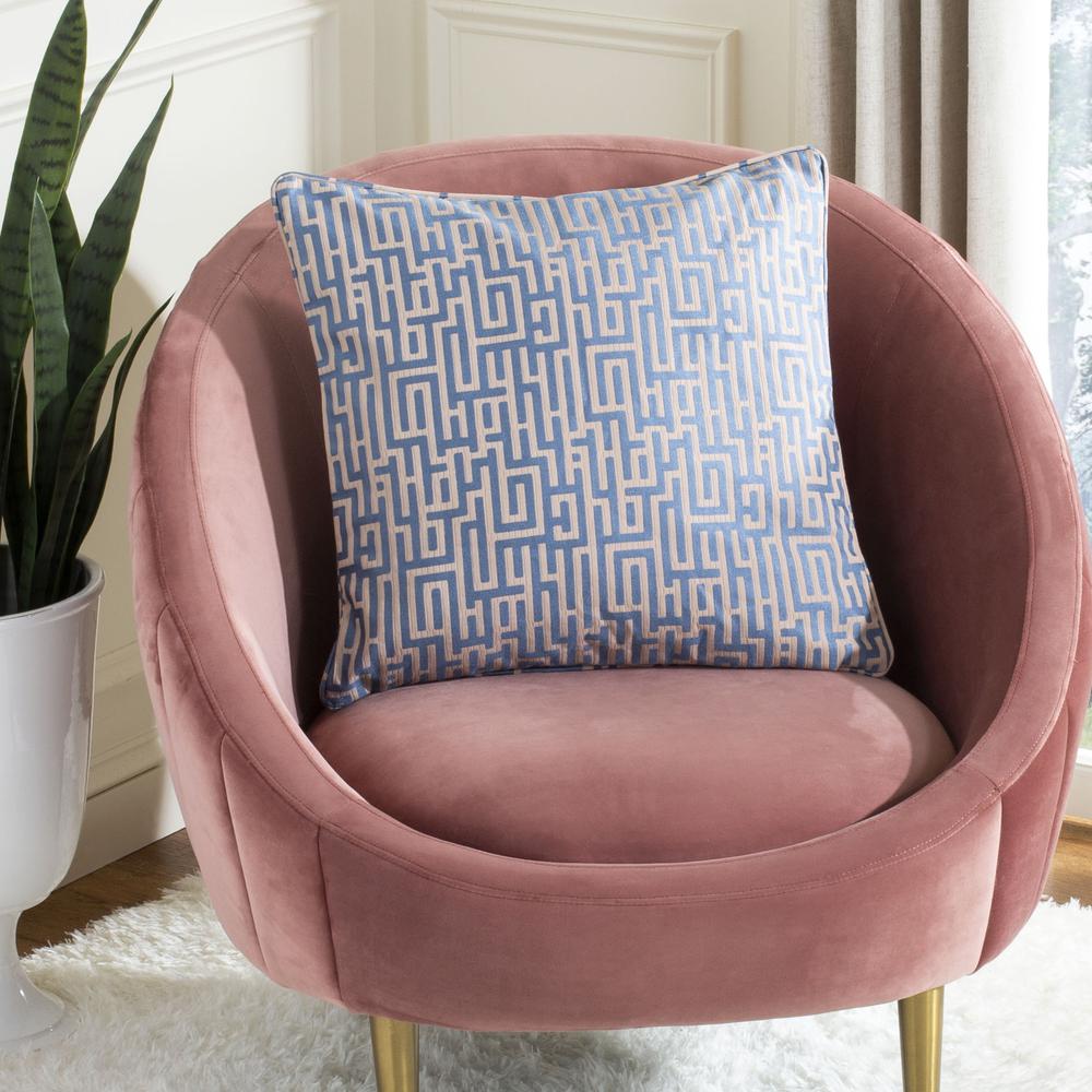 Basma Pillow, Blue/Tan