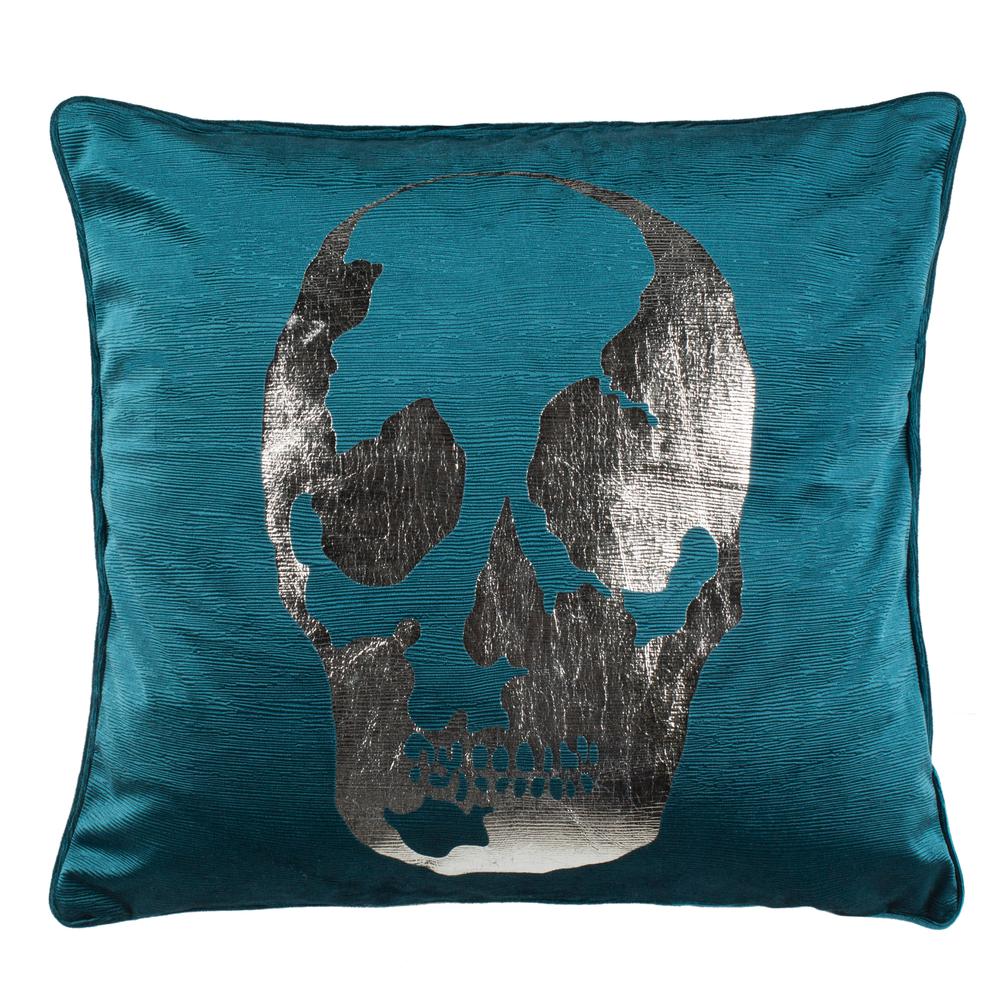 Romey Skull Pillow, Dark Green