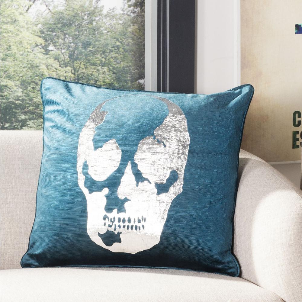 Romey Skull Pillow, Dark Green