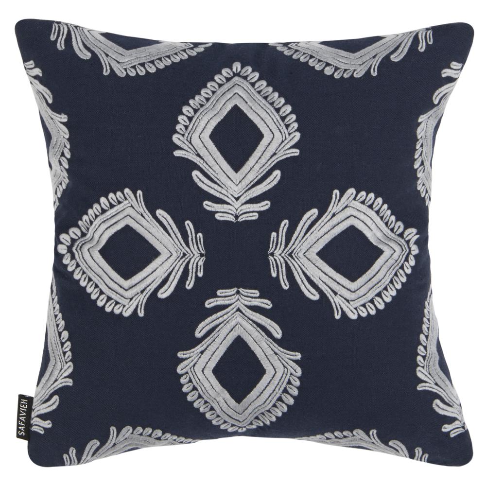 Blossom Pillow, Navy/Periwinkle 16" x 16"