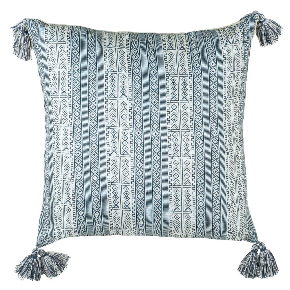 Lunette Pillow, White/Blue