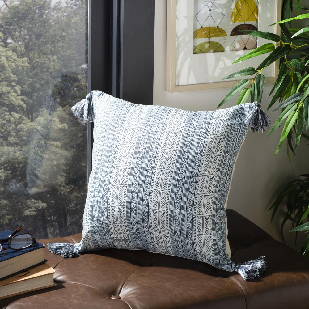 Lunette Pillow, White/Blue