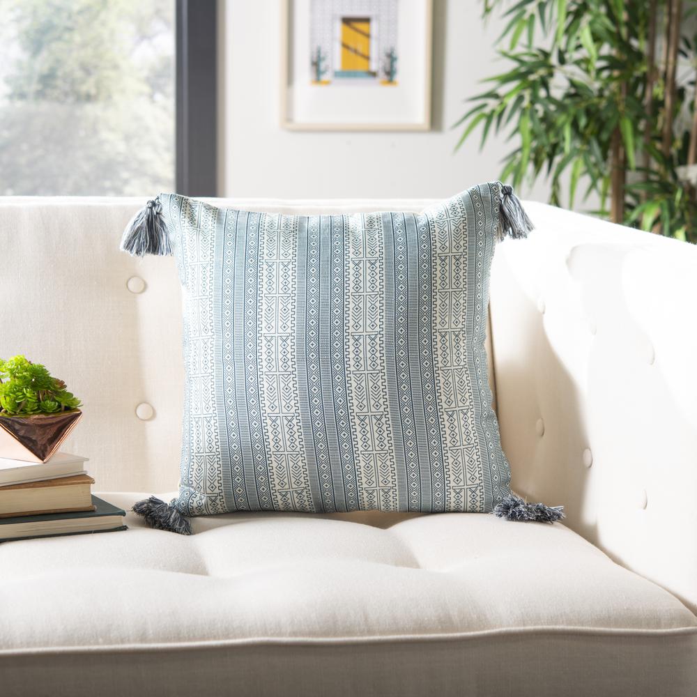 Lunette Pillow, White/Blue