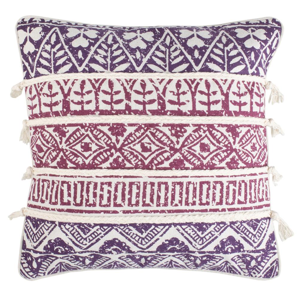 Mela Pillow, Purple/Beige