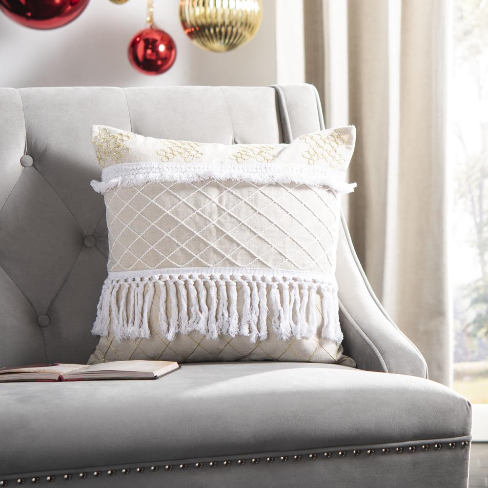 Gurti Pillow, White/Beige