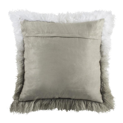 Suri Sheep Skin Pillow, White/Grey
