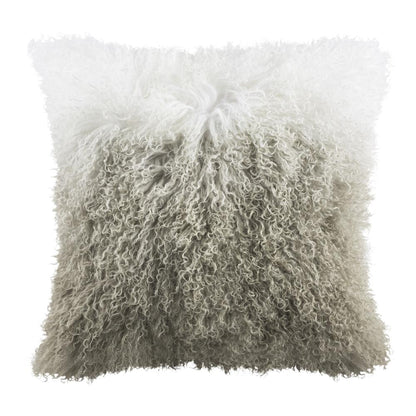 Suri Sheep Skin Pillow, White/Grey