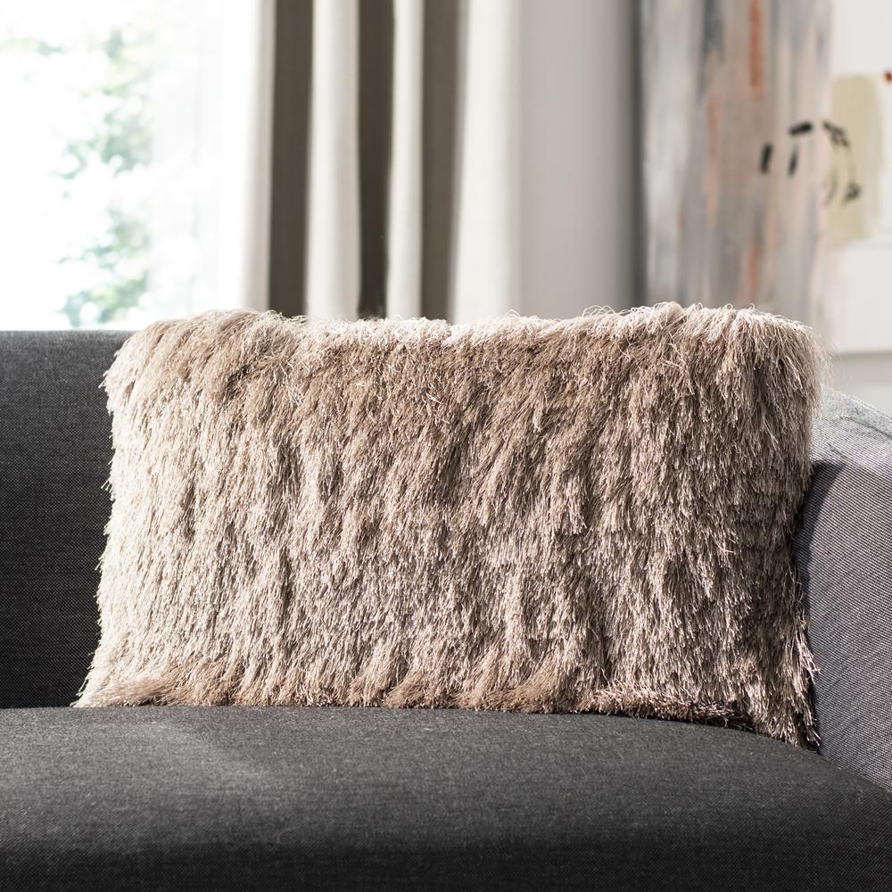 Chic Shag Pillow, Beige, PLS735A-1220