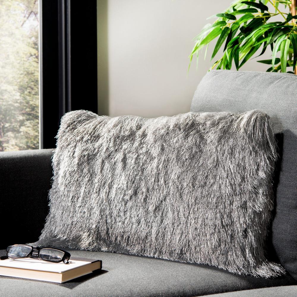 Cali Shag Pillow, Silver