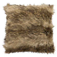 Luccia Faux Fur Pillow, Brown Faux Fur/Red Knit