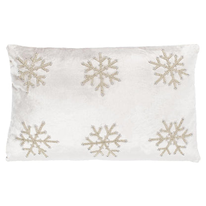 Sydnee Snowflake  Pillow, Beige/Silver, PLS885A-1220