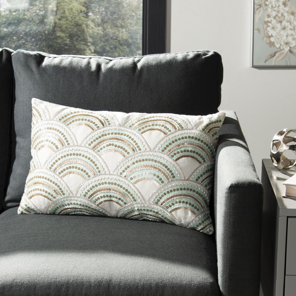 Kadri Pillow, Beige/Teal/Gold, PLS889A-1220