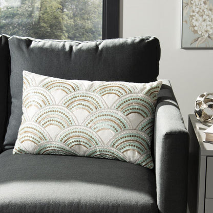 Kadri Pillow, Beige/Teal/Gold, PLS889A-1220