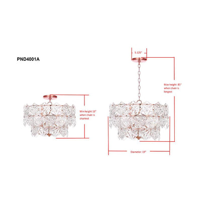 Sia 4 Light 19-Inch Dia Adjustable Pendant , Clear/Copper