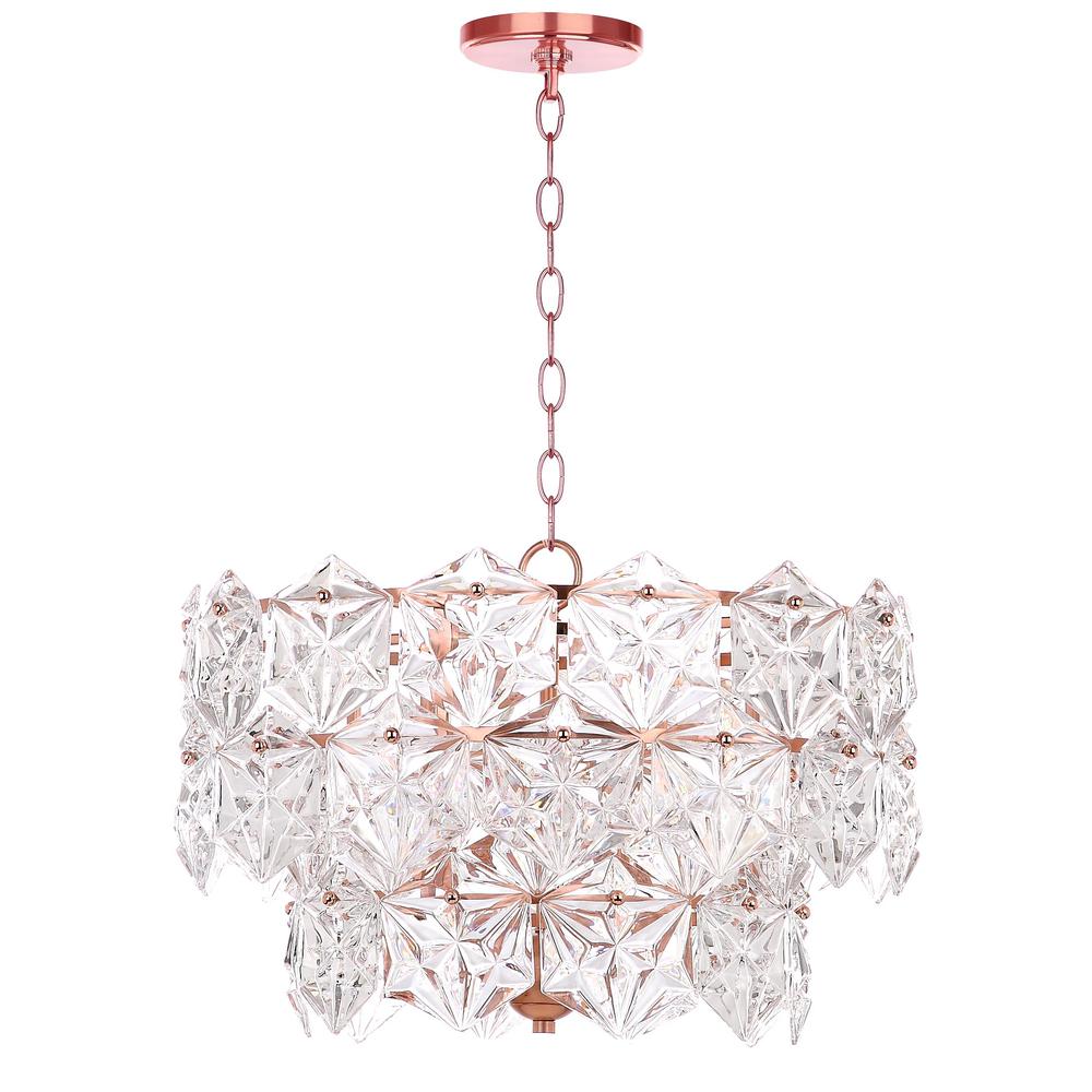 Sia 4 Light 19-Inch Dia Adjustable Pendant , Clear/Copper