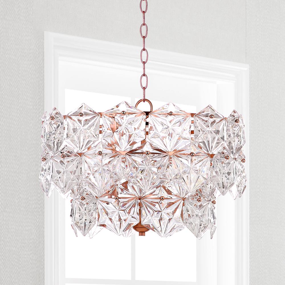 Sia 4 Light 19-Inch Dia Adjustable Pendant , Clear/Copper