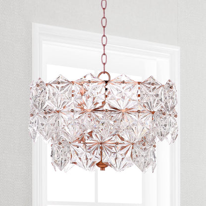 Sia 4 Light 19-Inch Dia Adjustable Pendant , Clear/Copper
