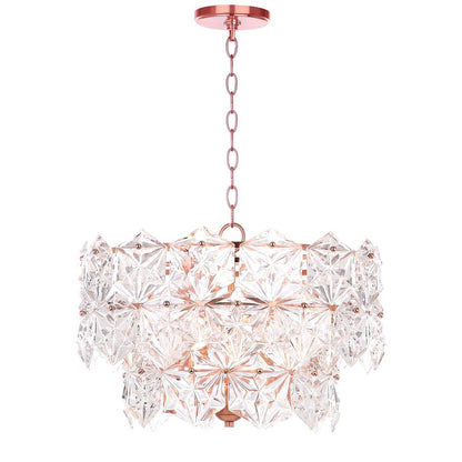 Sia 4 Light 19-Inch Dia Adjustable Pendant , Clear/Copper