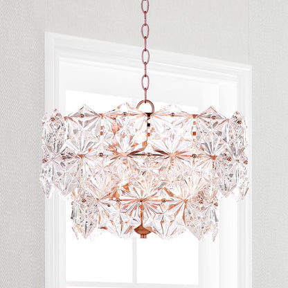 Sia 4 Light 19-Inch Dia Adjustable Pendant , Clear/Copper