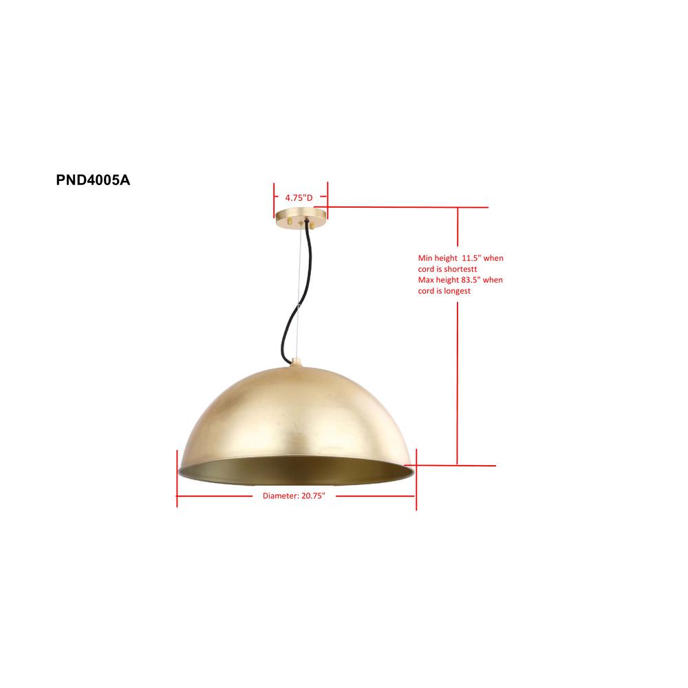 Archer Dome 21-Inch Dia Adjustable Pendant, Gold Leaf