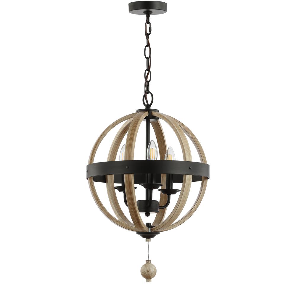 Moshe Pendant, Black/Brown Wooden Finish