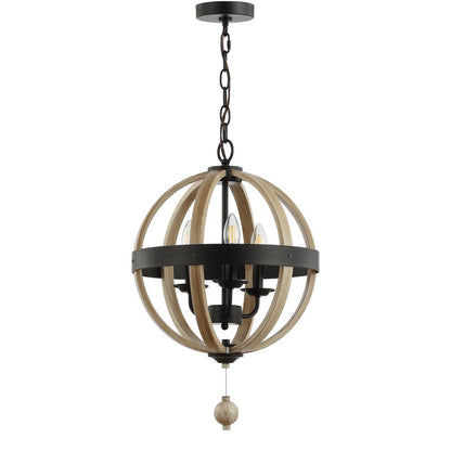 Moshe Pendant, Black/Brown Wooden Finish