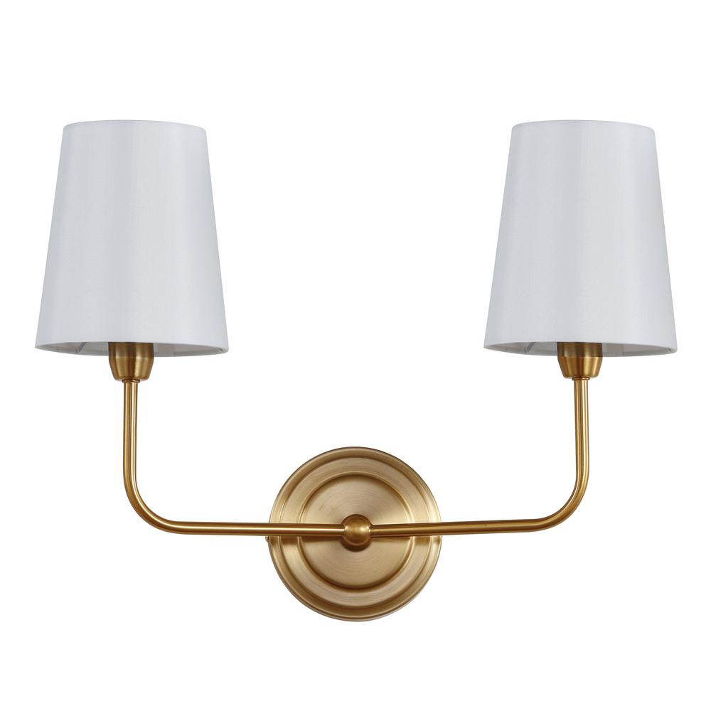 Ezra Two Light Wall Sconce, Brass Gold