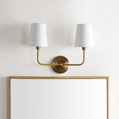 Ezra Two Light Wall Sconce, Brass Gold