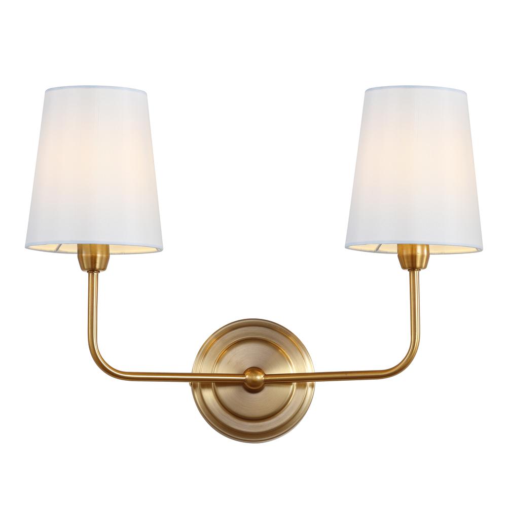 Ezra Two Light Wall Sconce, Brass Gold