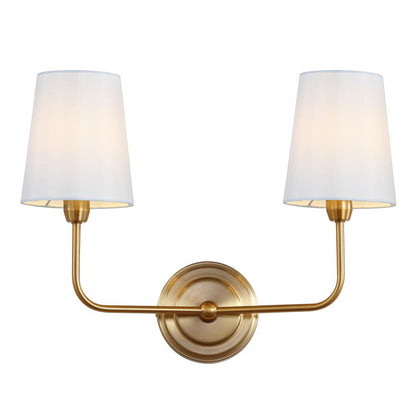Ezra Two Light Wall Sconce, Brass Gold