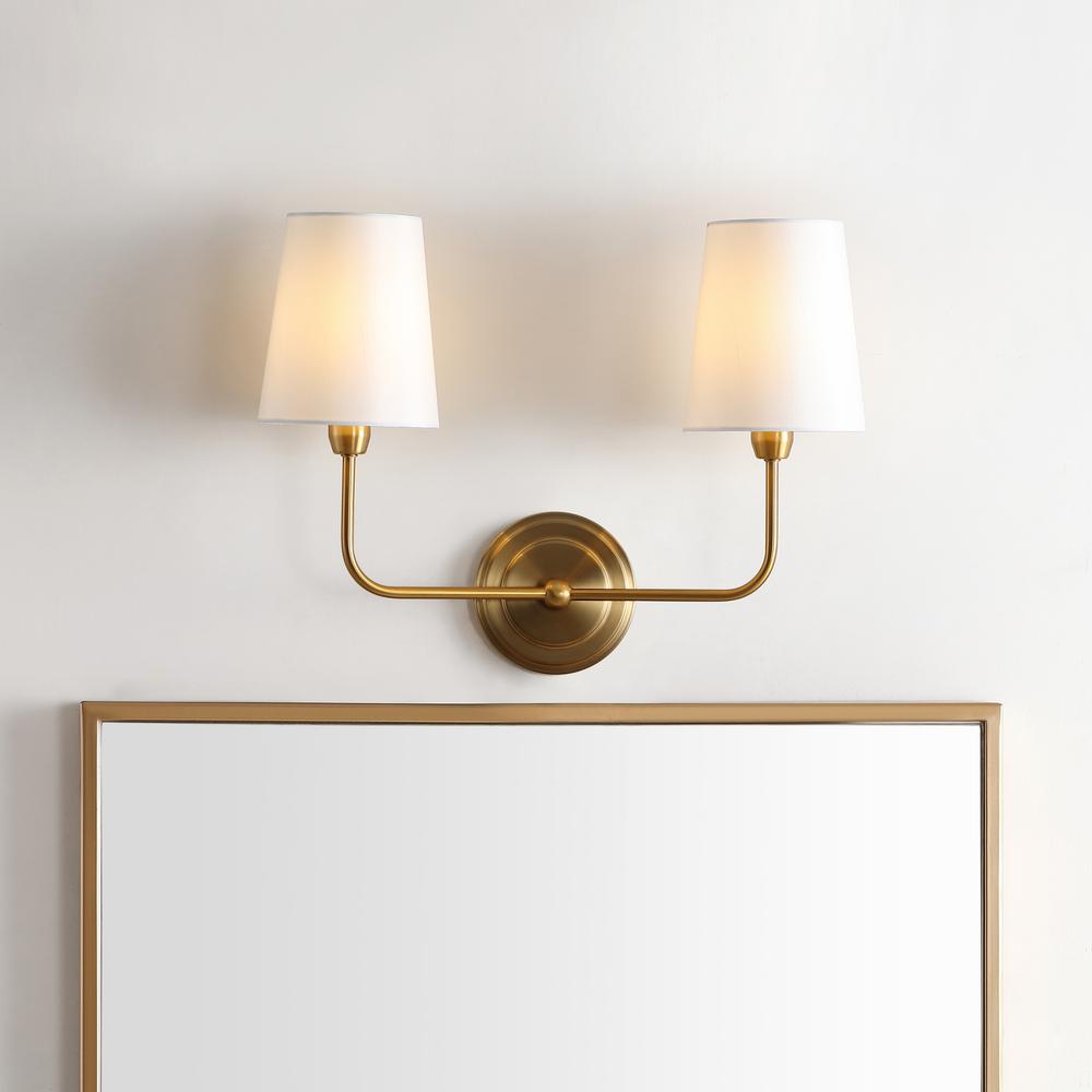 Ezra Two Light Wall Sconce, Brass Gold