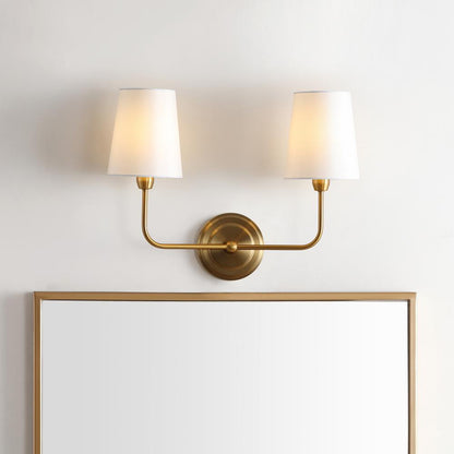 Ezra Two Light Wall Sconce, Brass Gold