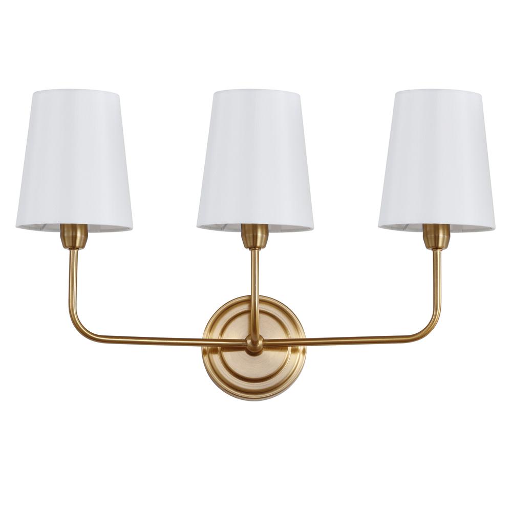 Sawyer Three Light Wall Sconce, Brass Gold