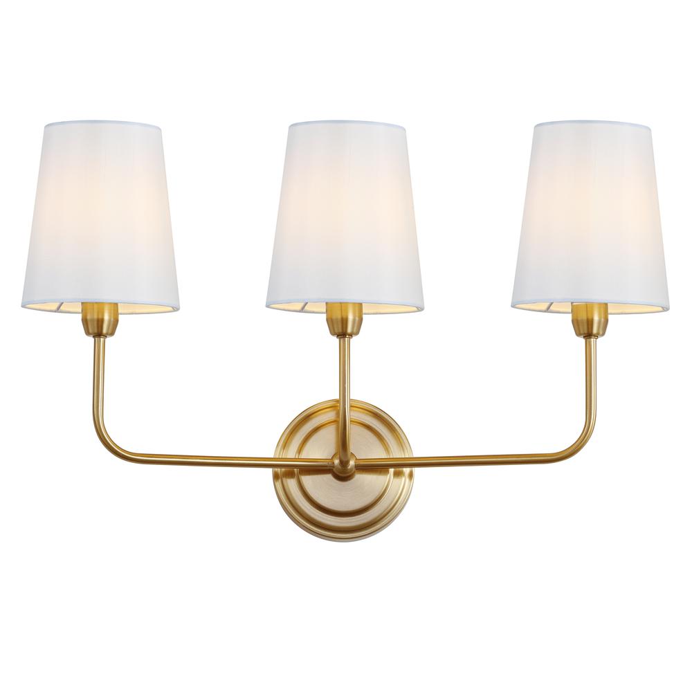 Sawyer Three Light Wall Sconce, Brass Gold