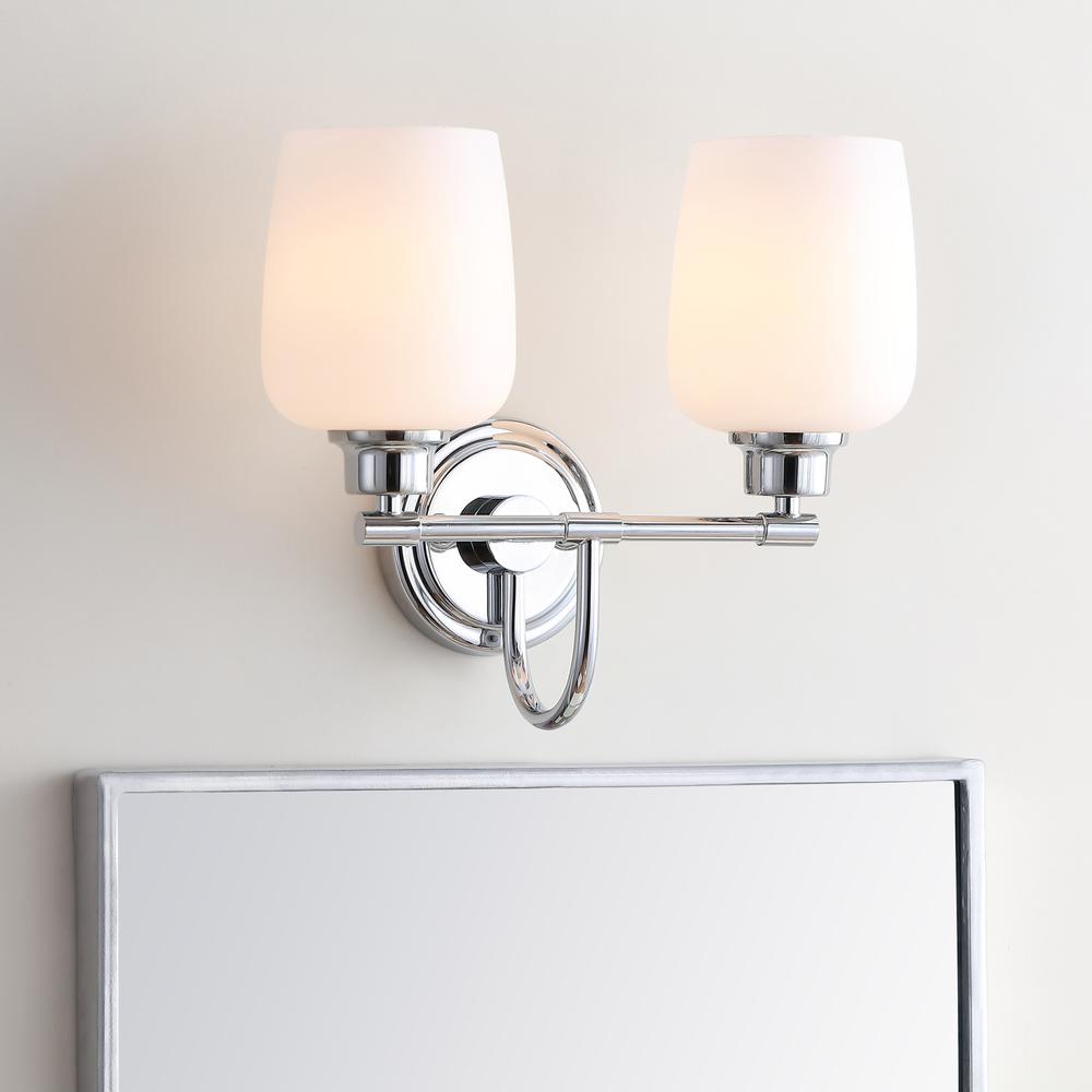 Rayden Two Light Bathroom Sconce, Chrome