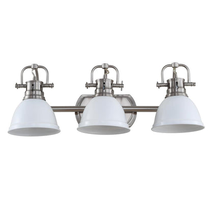 Roland Three Light Bathroom Sconce, Brush Nickel/White