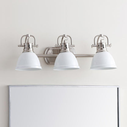 Roland Three Light Bathroom Sconce, Brush Nickel/White