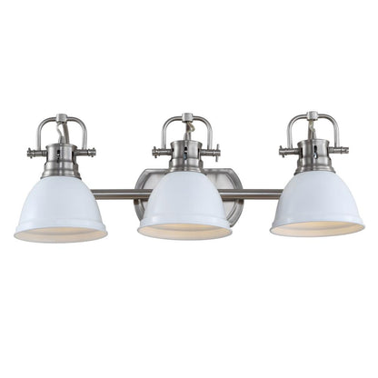 Roland Three Light Bathroom Sconce, Brush Nickel/White