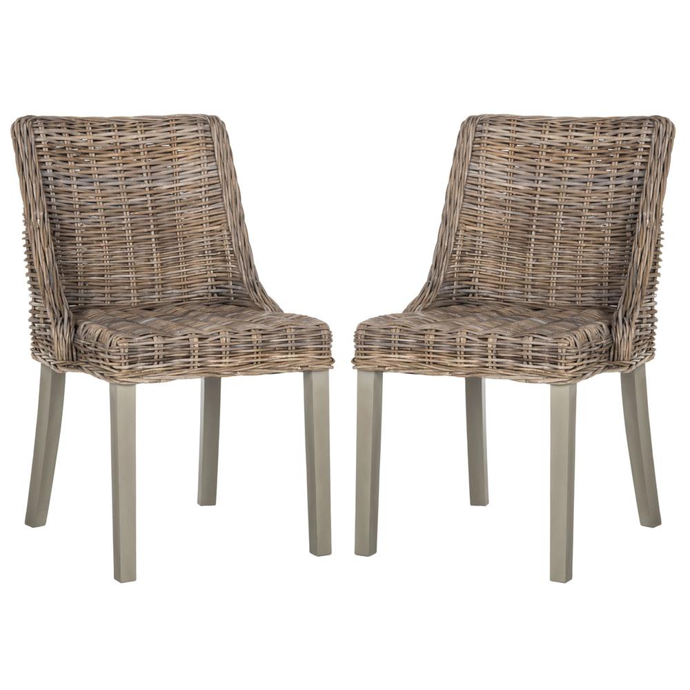 CAPRICE 18''H WICKER DINING CHAIR WITH LEATHER HANDLE